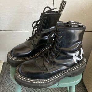 Karl Lagerfeld Paris Women’s Black Logo Combat Boots Rare Style MSRP 300 EU 36 6
